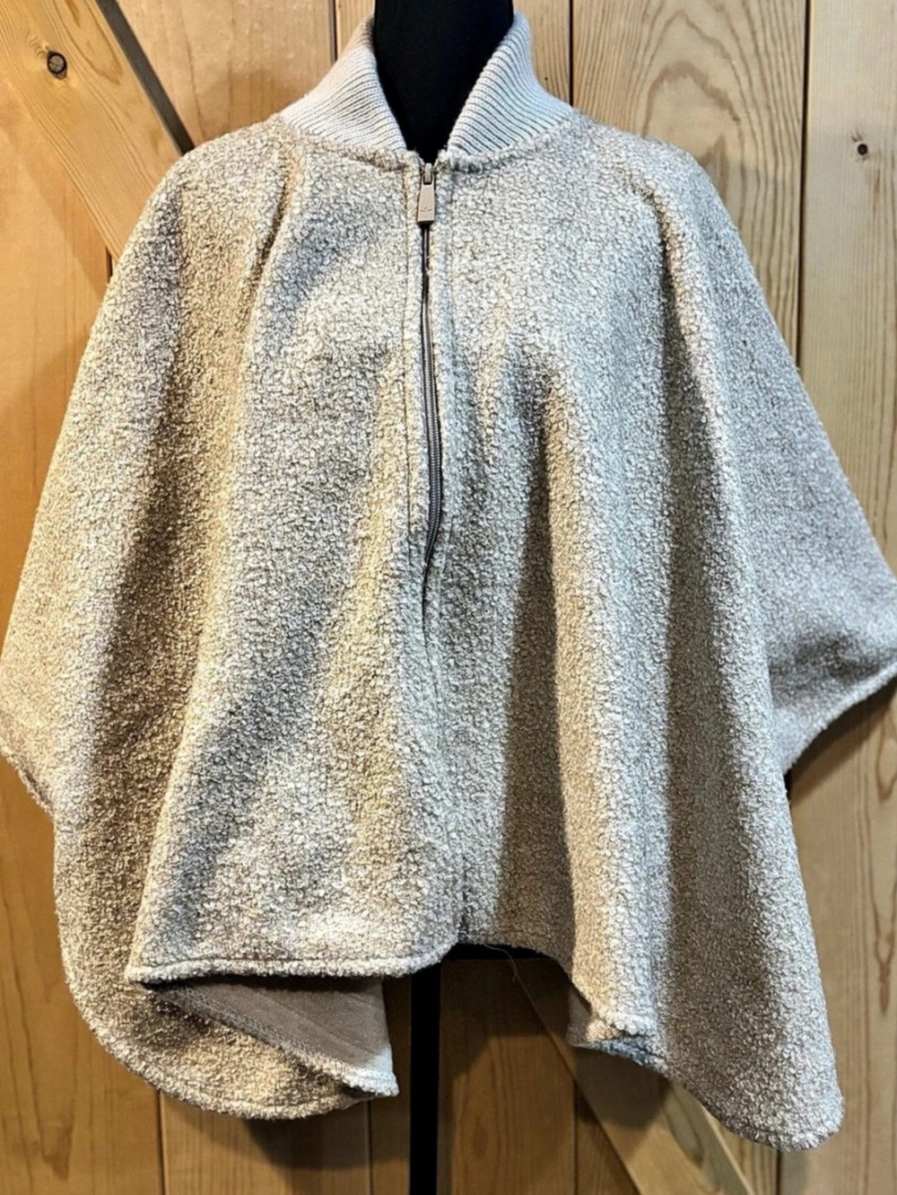 Canada Weather Gear Boucle Zip Poncho in Cream NWT